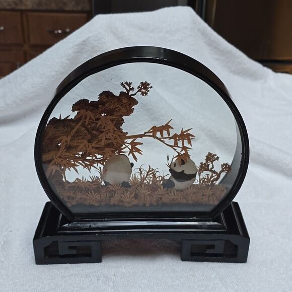 PANDA Bear Cork Art Diorama Peoples Republic China San You Hand Crafted 9" - Picture 3 of 10